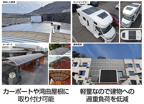 カーポートや湾曲屋根に取り付け可能　軽量なので建物への過重負荷を低減